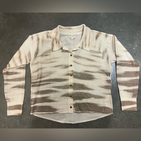 Pilcro Tops - Patterned 100% Cashmere Button-Up Shirt